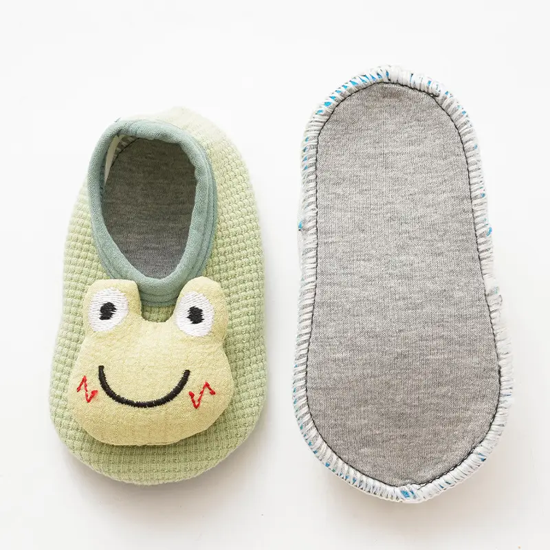Soft Cartoon Frog Kids Socks Green Non-Slip - Image 11