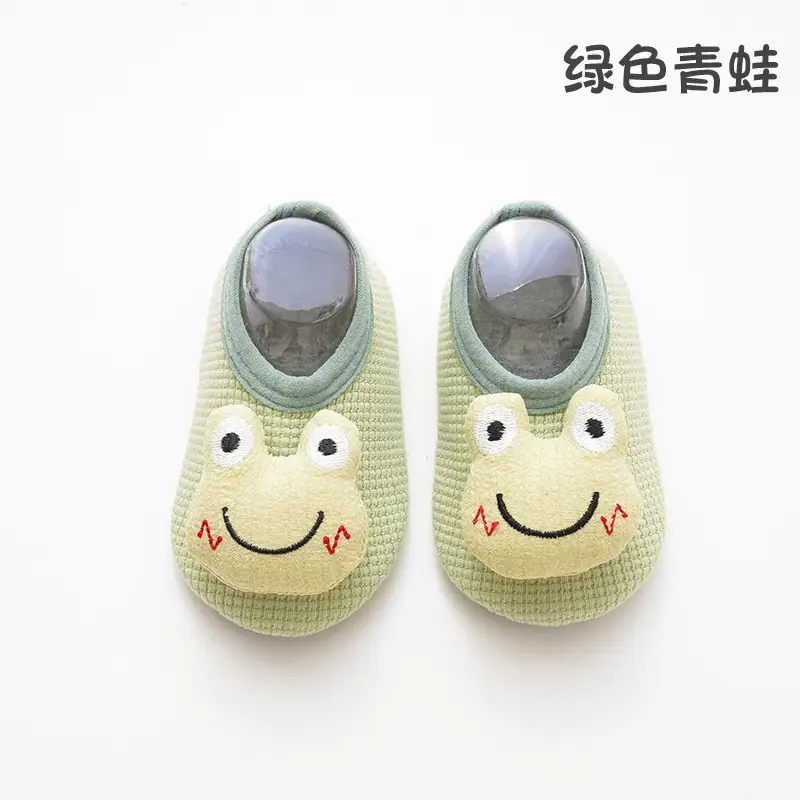 Soft Cartoon Frog Kids Socks Green Non-Slip - Image 3