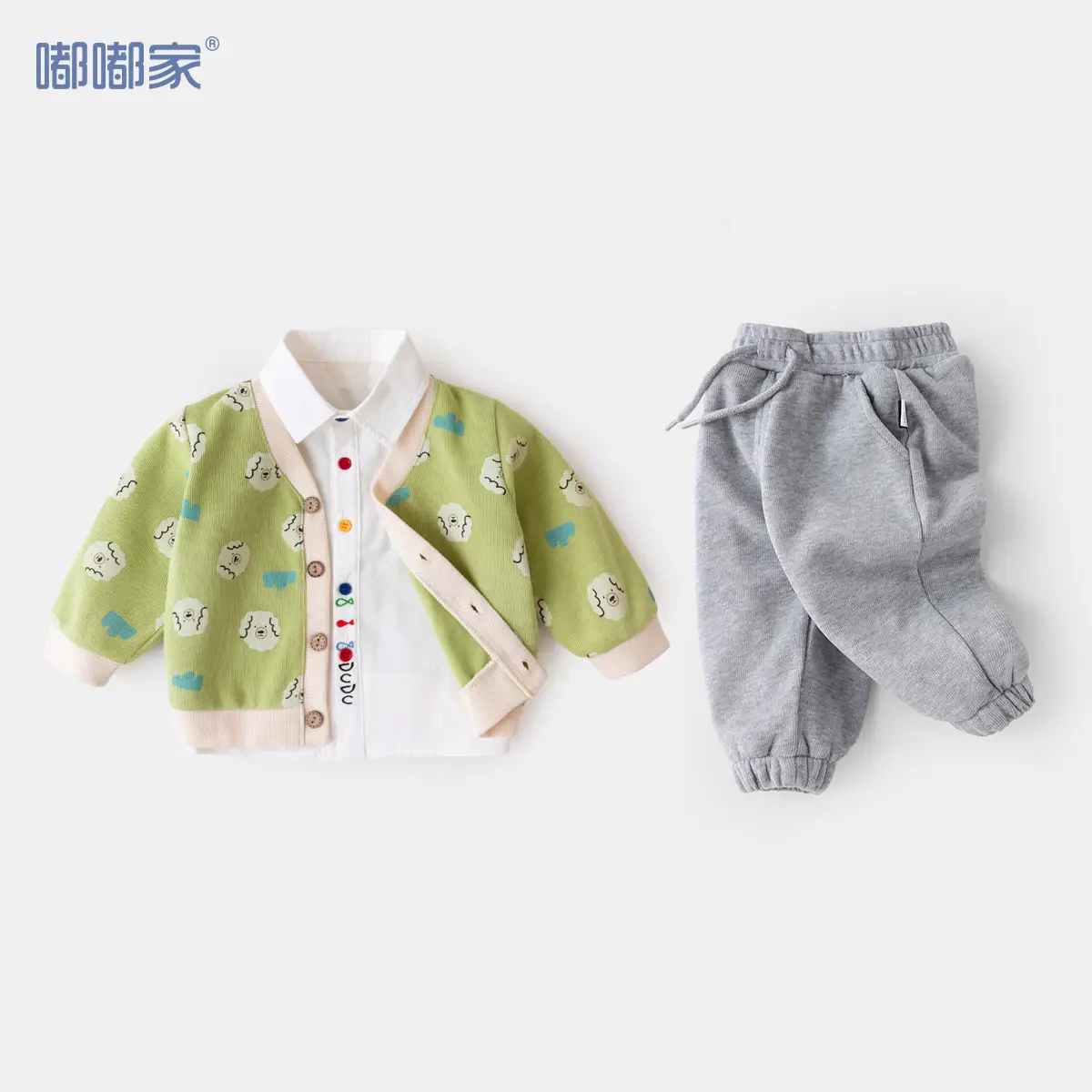 Baby Boys Spring Coat T-Shirt Pants Beige Cotton - Image 5