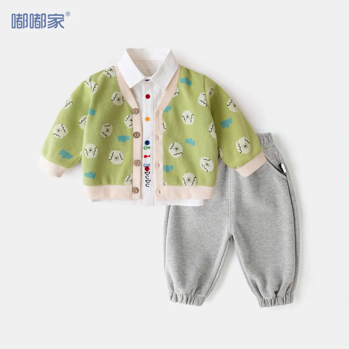 Baby Boys Spring Coat T-Shirt Pants Beige Cotton - Image 6