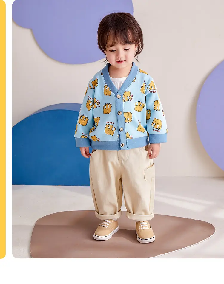 Baby Boys Spring Coat T-Shirt Pants Beige Cotton — feature 8
