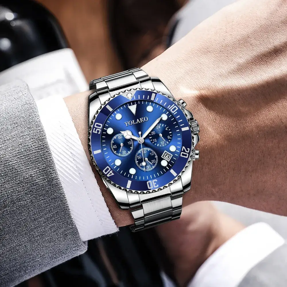Men's Green Chronograph Steel Band Watch — feature 13