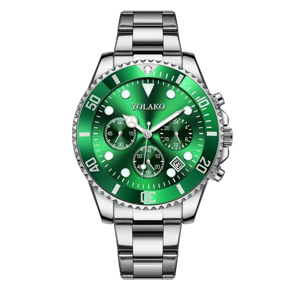 Men's Green Chronograph Steel Band Watch — feature 16