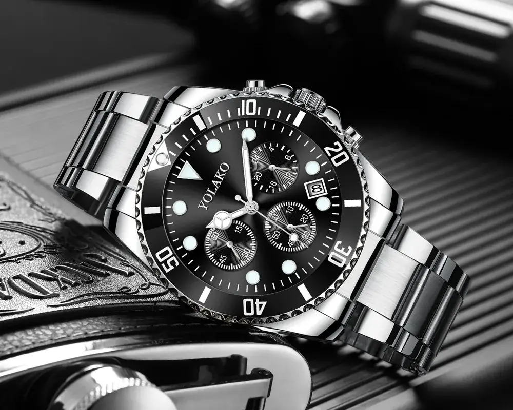 Men's Green Chronograph Steel Band Watch — feature 3