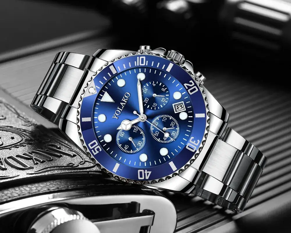 Men's Green Chronograph Steel Band Watch — feature 4