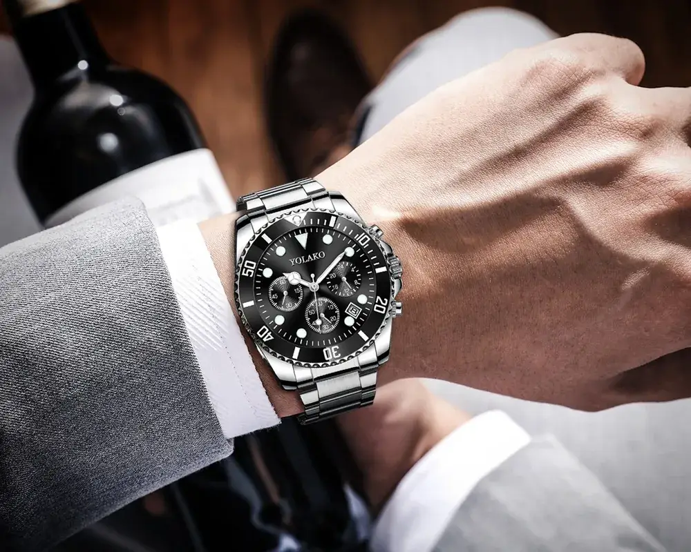 Men's Green Chronograph Steel Band Watch — feature 6