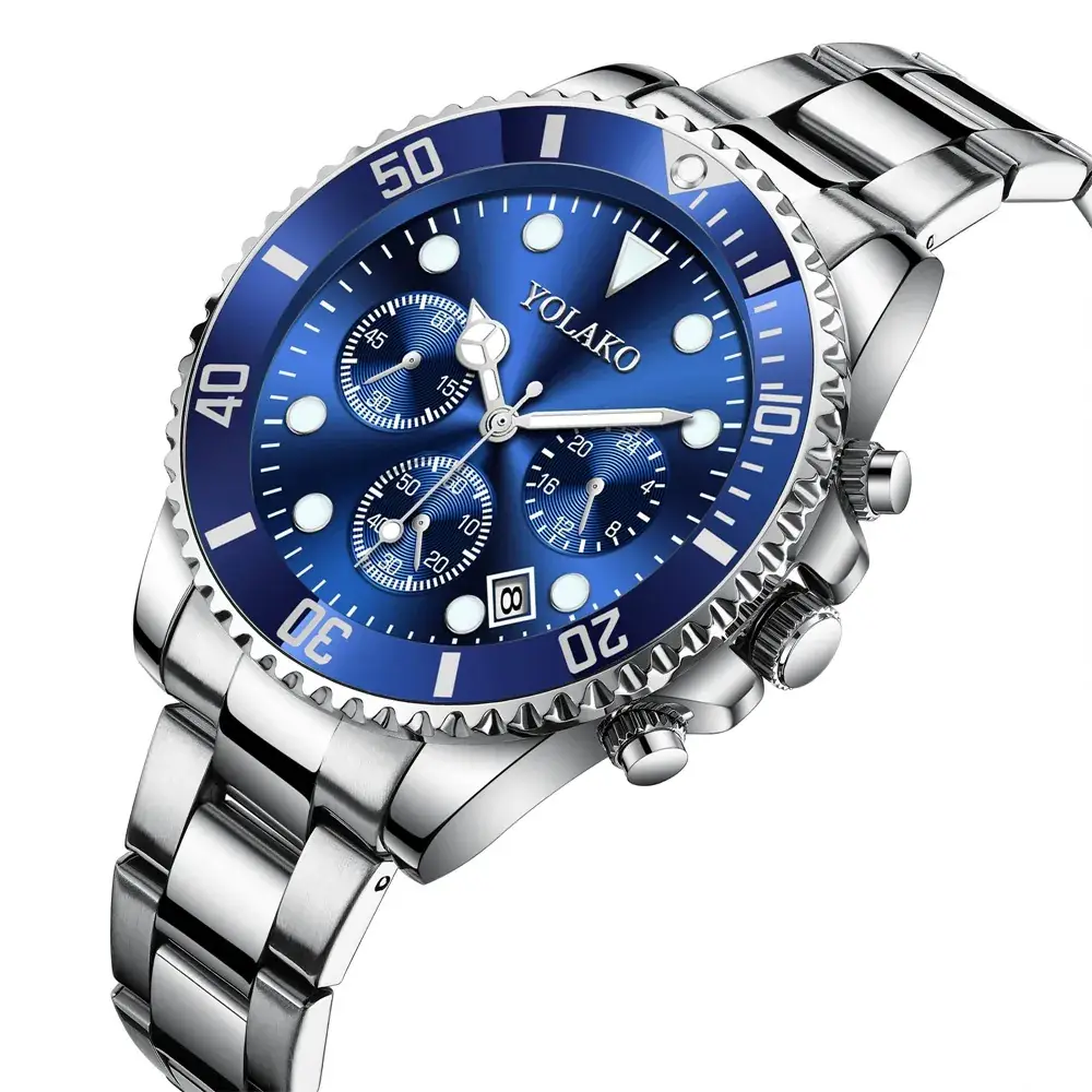 Men's Green Chronograph Steel Band Watch - Image 2