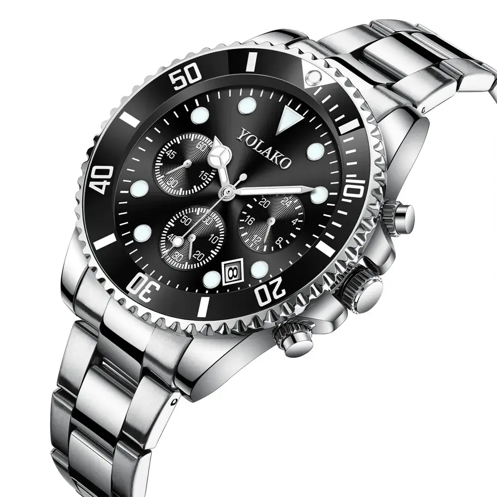Men's Green Chronograph Steel Band Watch - Image 3