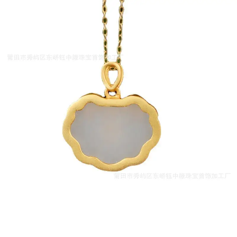 Gold Inlaid Jade Peace Pendant for Women - Image 5