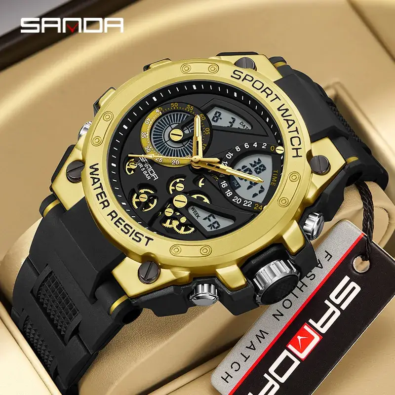 Sanda Water Resistant Men's Chronograph Watch Black - Image 7