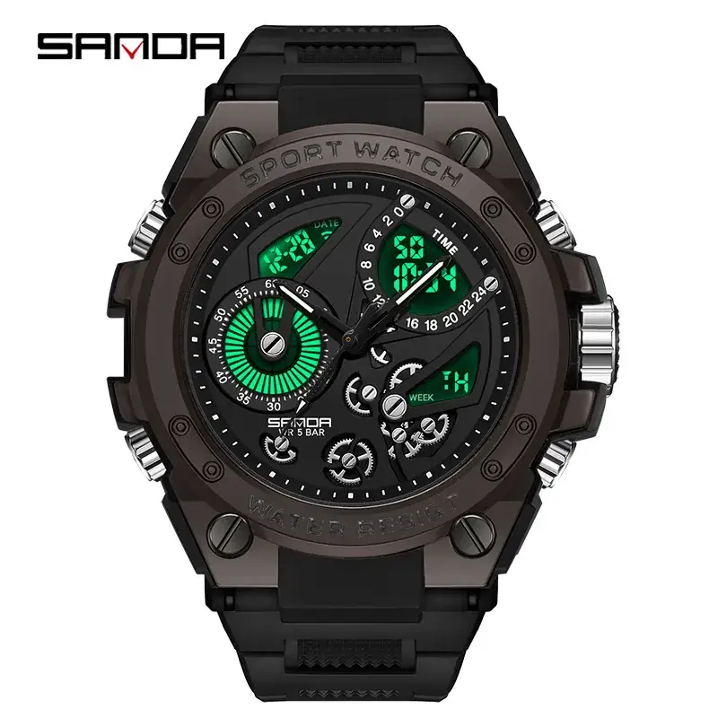 Sanda Water Resistant Men's Chronograph Watch Black - Image 10