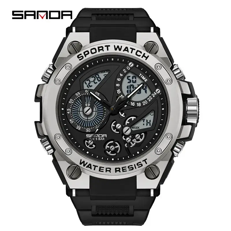 Sanda Water Resistant Men's Chronograph Watch Black - Image 3