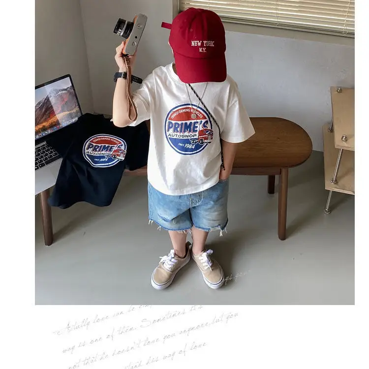 Children Cotton Printed T-Shirt White 1884 Brand — feature 9
