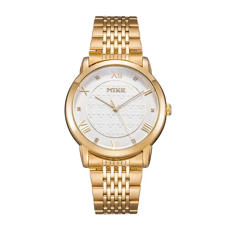All Gold Men's Quartz Watch with Steel Belt - Image 6