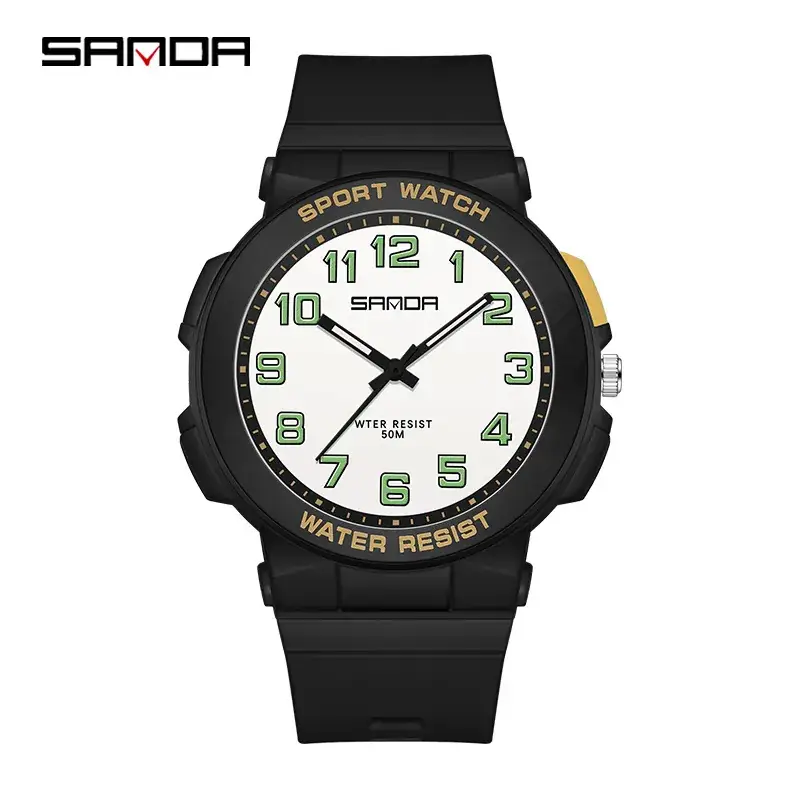Sanda Youth Water Resistant Black Sport Watch