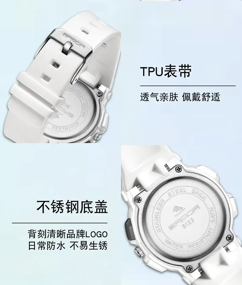 Sanda Youth Water Resistant Black Sport Watch — feature 19