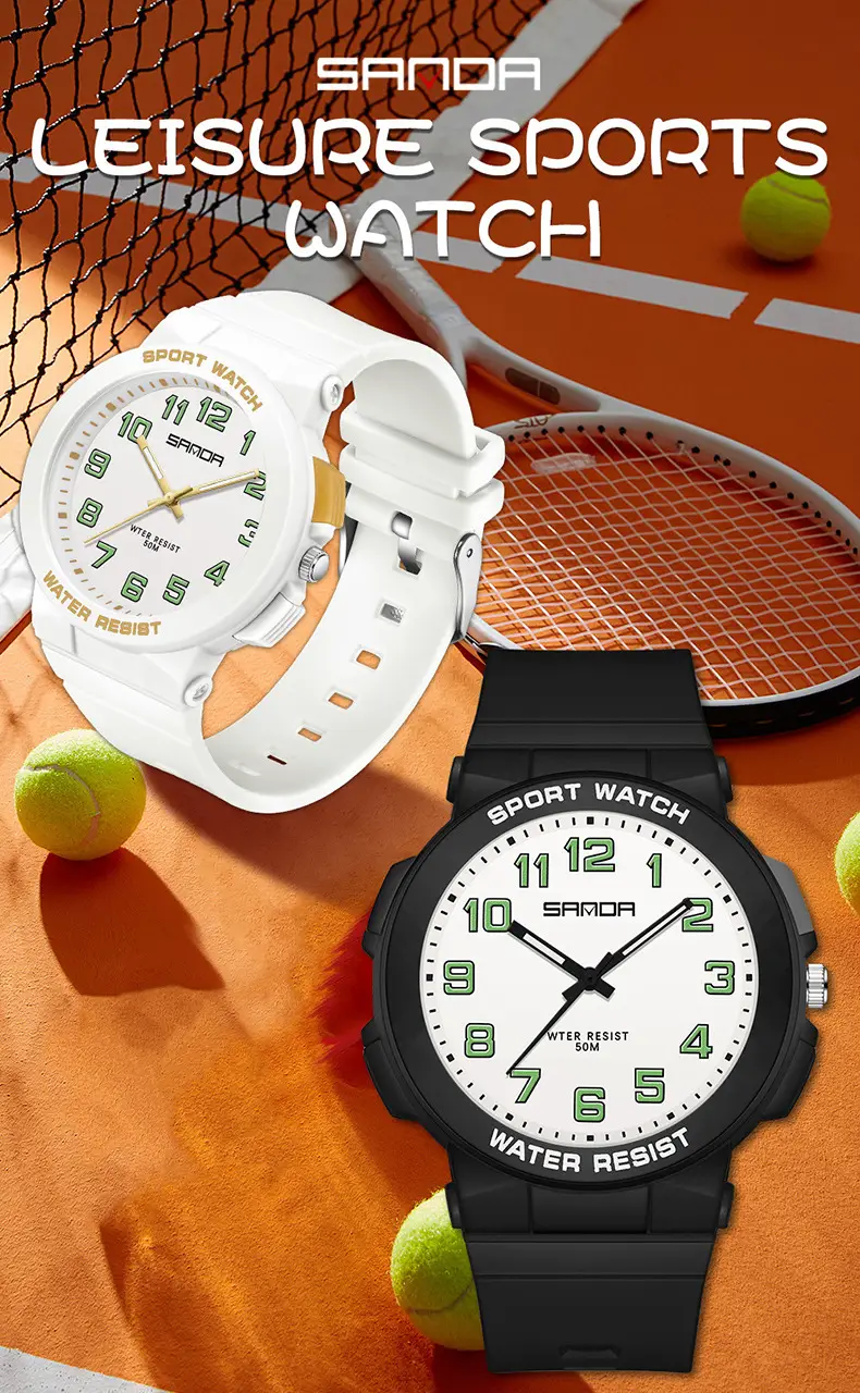 Sanda Youth Water Resistant Black Sport Watch — feature 21