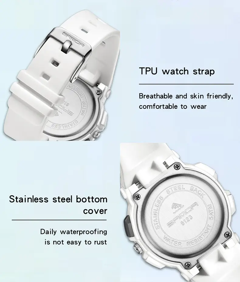 Sanda Youth Water Resistant Black Sport Watch — feature 36