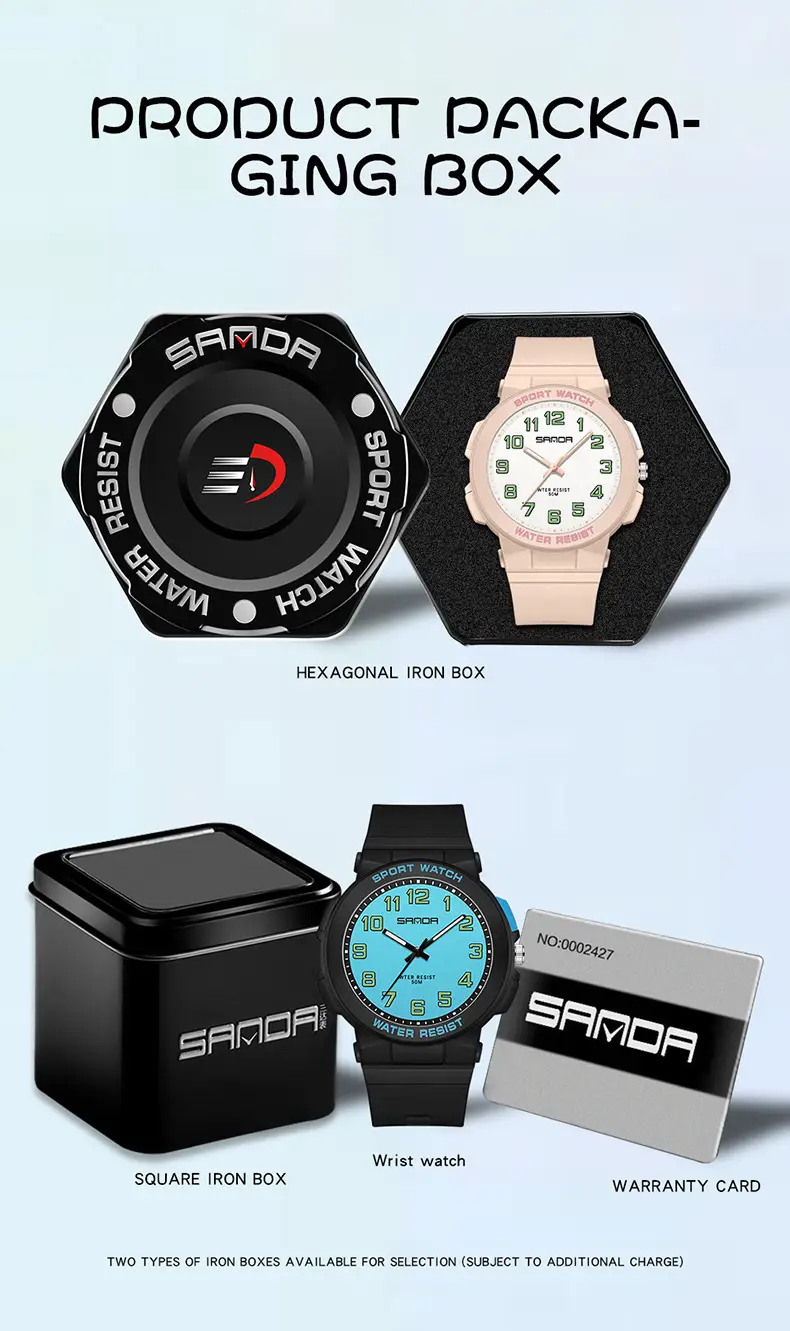 Sanda Youth Water Resistant Black Sport Watch — feature 37