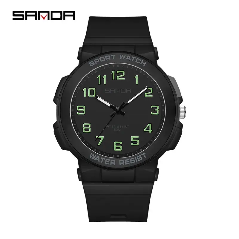 Sanda Youth Water Resistant Black Sport Watch