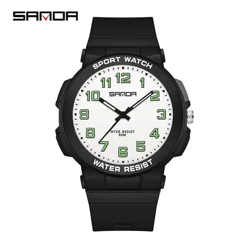 Sanda Youth Water Resistant Black Sport Watch