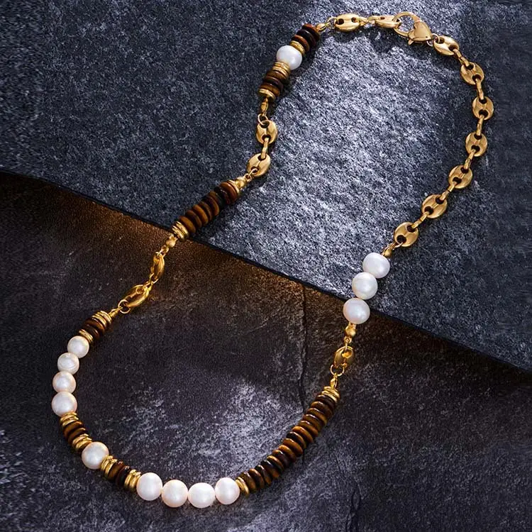 Natural Tiger Eye Pearl Necklace for Women Autumn Winter - Image 4