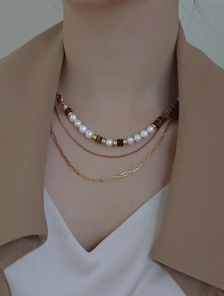 Natural Tiger Eye Pearl Necklace for Women Autumn Winter — feature 3