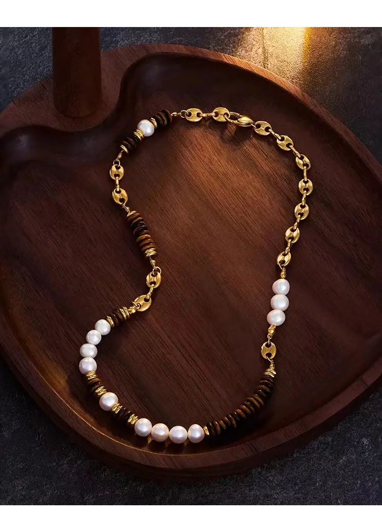 Natural Tiger Eye Pearl Necklace for Women Autumn Winter — feature 6