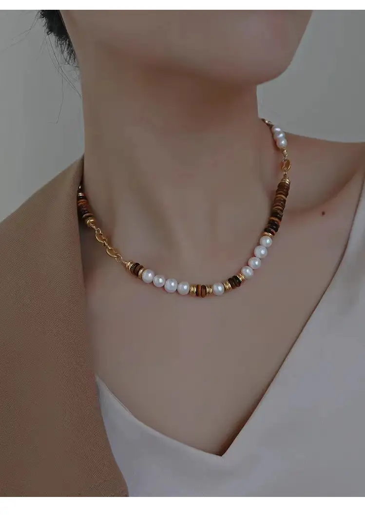 Natural Tiger Eye Pearl Necklace for Women Autumn Winter — feature 7