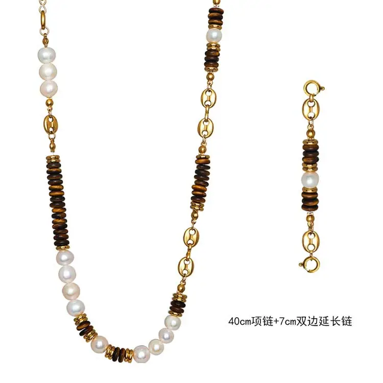 Natural Tiger Eye Pearl Necklace for Women Autumn Winter - Image 2