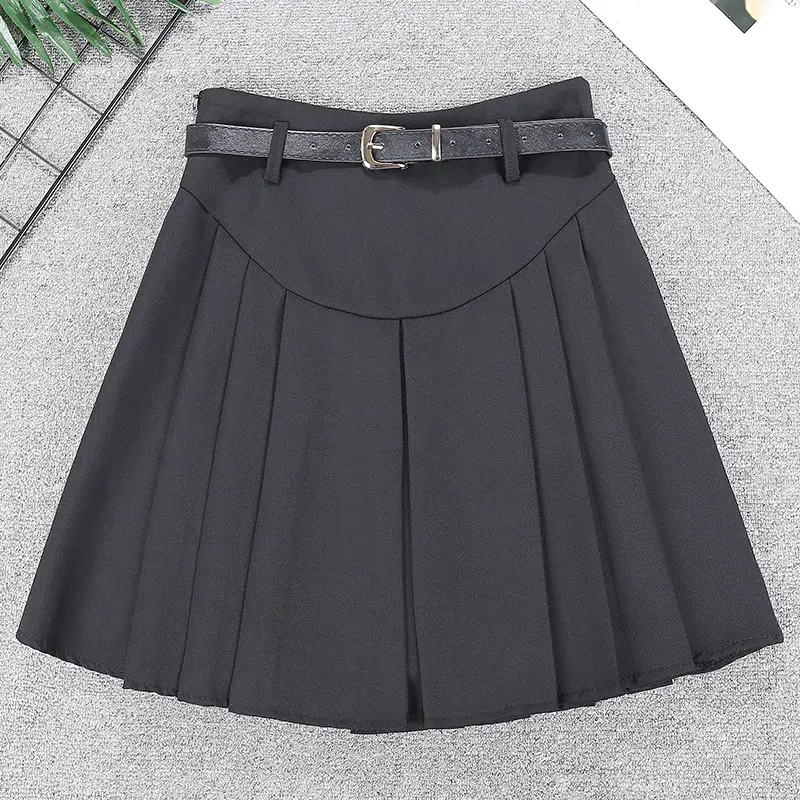 White Pleated Skirt with Belt for Women — feature 16