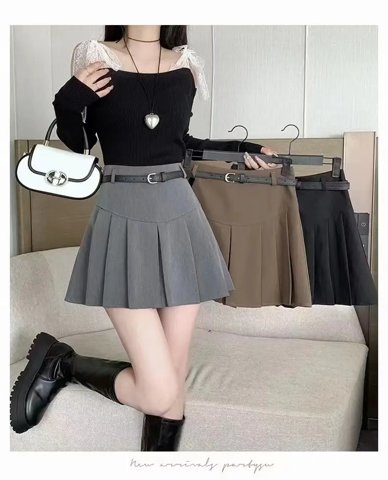 White Pleated Skirt with Belt for Women — feature 6