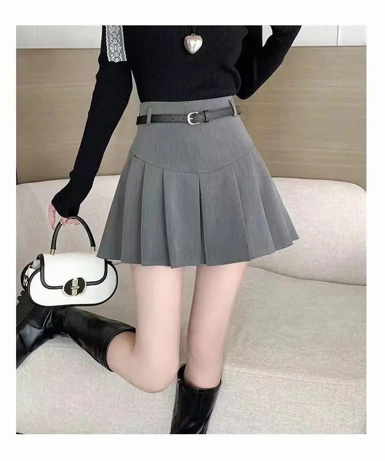White Pleated Skirt with Belt for Women — feature 7
