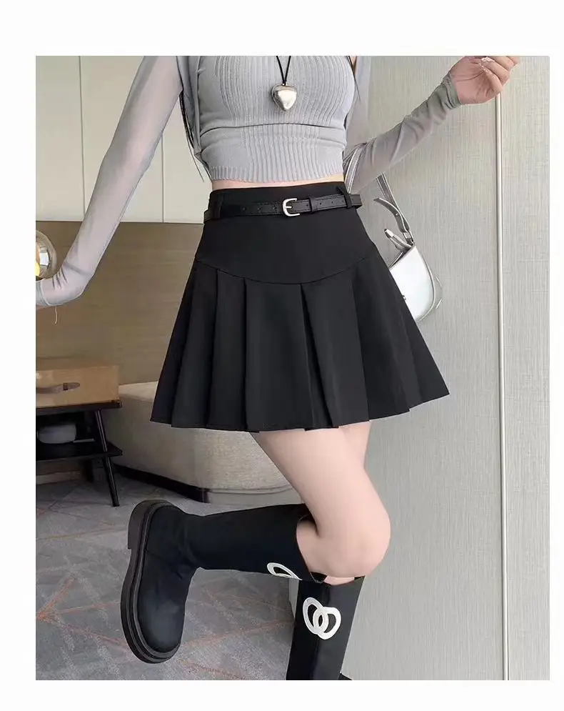 White Pleated Skirt with Belt for Women — feature 9
