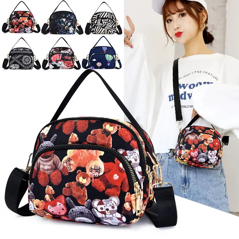 Women's Hot Air Balloon Print Shoulder Bag Navy Blue - Image 7