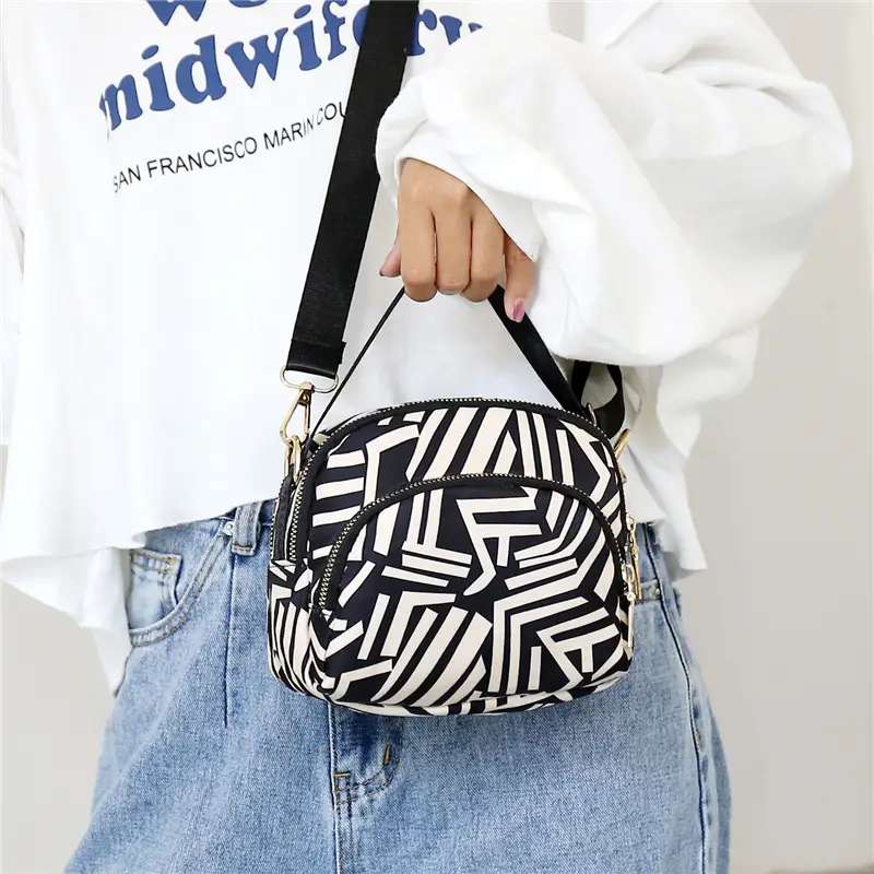 Women's Hot Air Balloon Print Shoulder Bag Navy Blue - Image 10