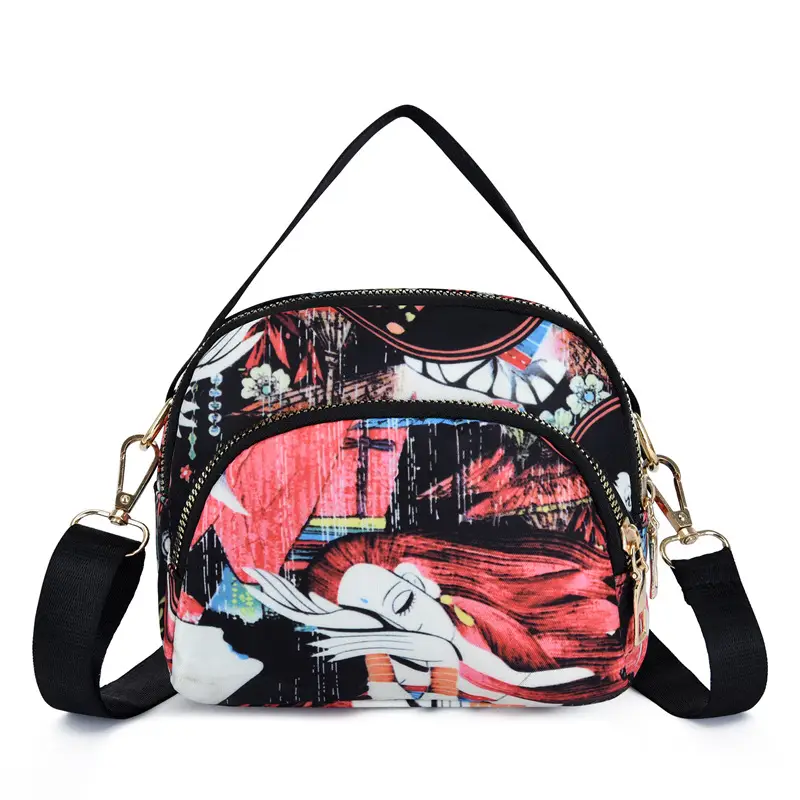 Women's Hot Air Balloon Print Shoulder Bag Navy Blue - Image 4