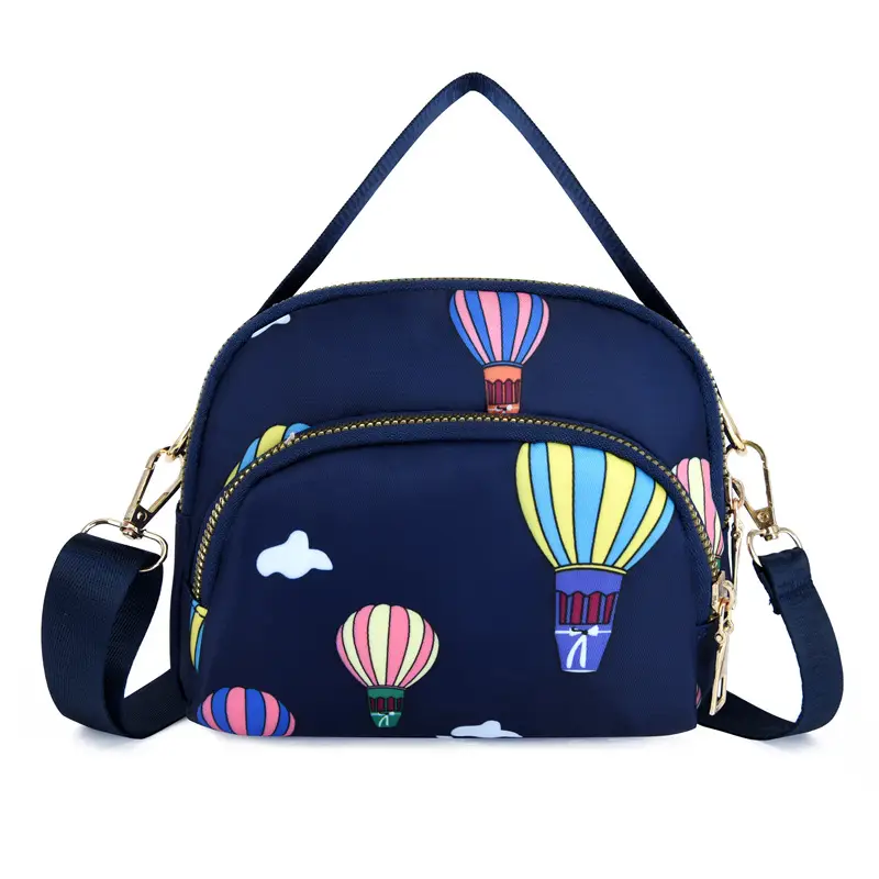 Women's Hot Air Balloon Print Shoulder Bag Navy Blue - Image 5