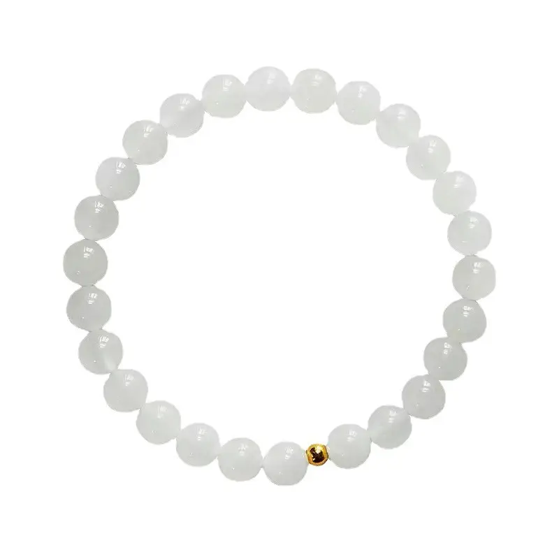 Natural Hetian Jade Bracelet for Women Summer Ins Niche Design Round Bead Bracelet 2024 New Accessible Luxury Simple Feeling Bracelet - Image 7