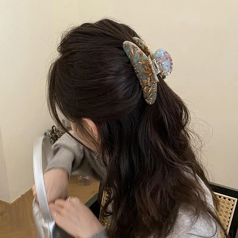 French High Color Hairpin Large Plate Clip Back Head Shark - Image 4