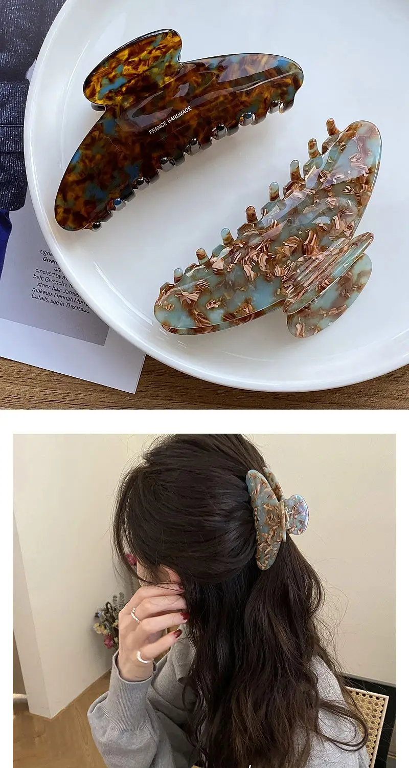 French High Color Hairpin Large Plate Clip Back Head Shark — feature 1