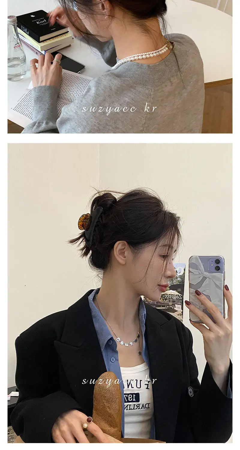 French High Color Hairpin Large Plate Clip Back Head Shark — feature 3