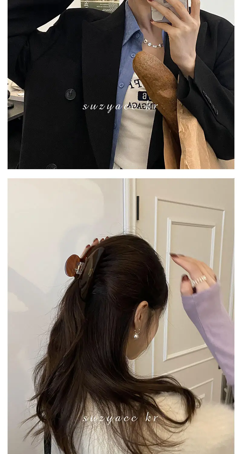 French High Color Hairpin Large Plate Clip Back Head Shark — feature 5