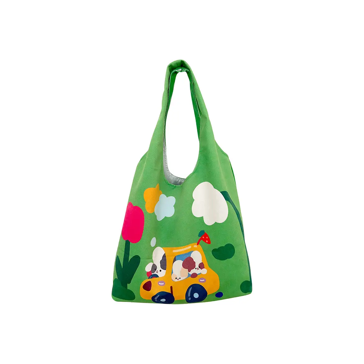 Cute Cartoon Print Green Shoulder Bag for Women