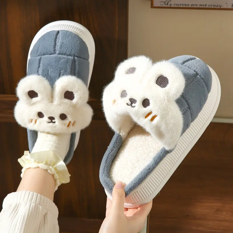 Source Factory Waterproof Cotton Slippers for Women, Winter Thick-Soled Non-Slip Couple's Home Indoor Plush-Lined Outdoor Cotton Slippers for Men, Korean Style - Image 6