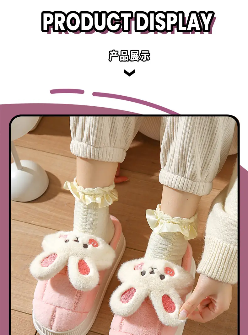 Source Factory Waterproof Cotton Slippers for Women, Winter Thick-Soled Non-Slip Couple's Home Indoor Plush-Lined Outdoor Cotton Slippers for Men, Korean Style — feature 5