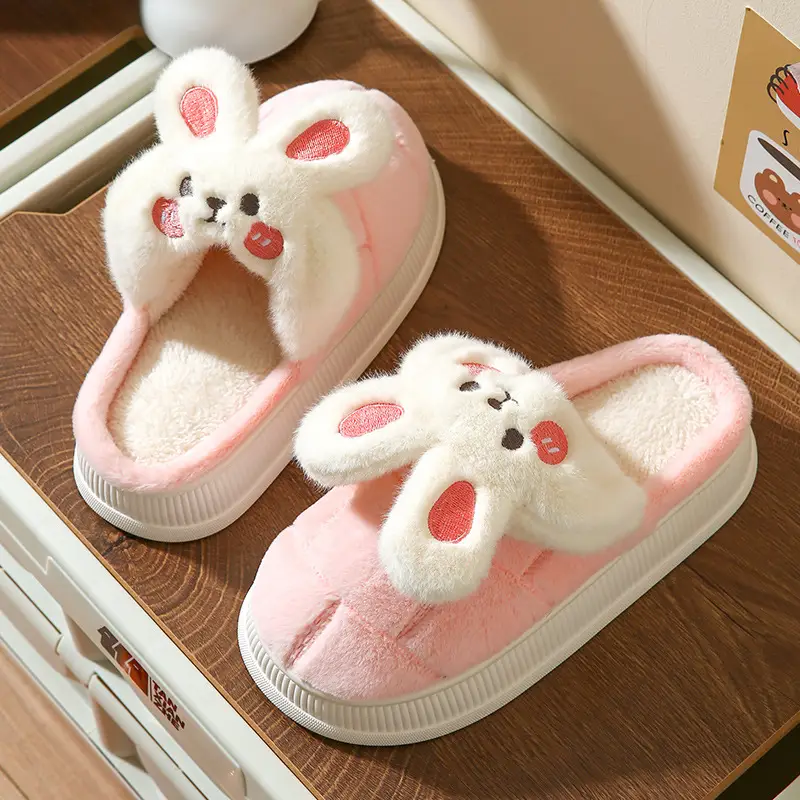 Source Factory Waterproof Cotton Slippers for Women, Winter Thick-Soled Non-Slip Couple's Home Indoor Plush-Lined Outdoor Cotton Slippers for Men, Korean Style - Image 2