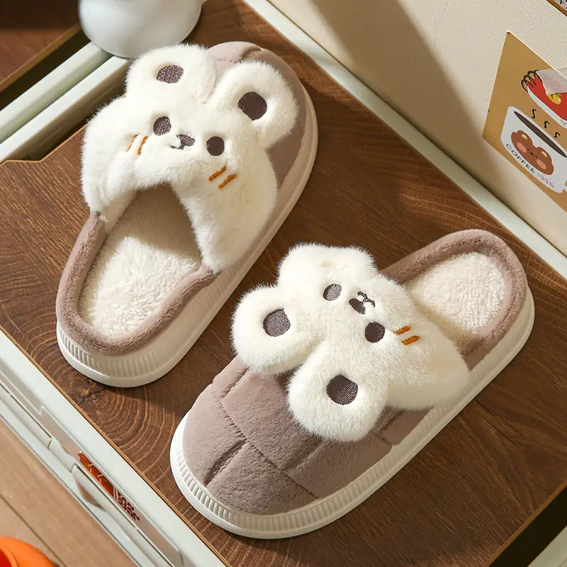 Source Factory Waterproof Cotton Slippers for Women, Winter Thick-Soled Non-Slip Couple's Home Indoor Plush-Lined Outdoor Cotton Slippers for Men, Korean Style - Image 4