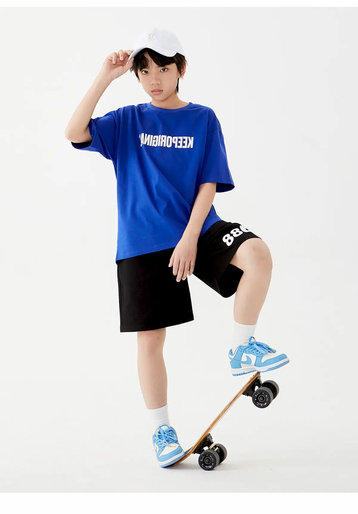 Black Letter Printed Cotton Shorts Set for Boys Girls — feature 14