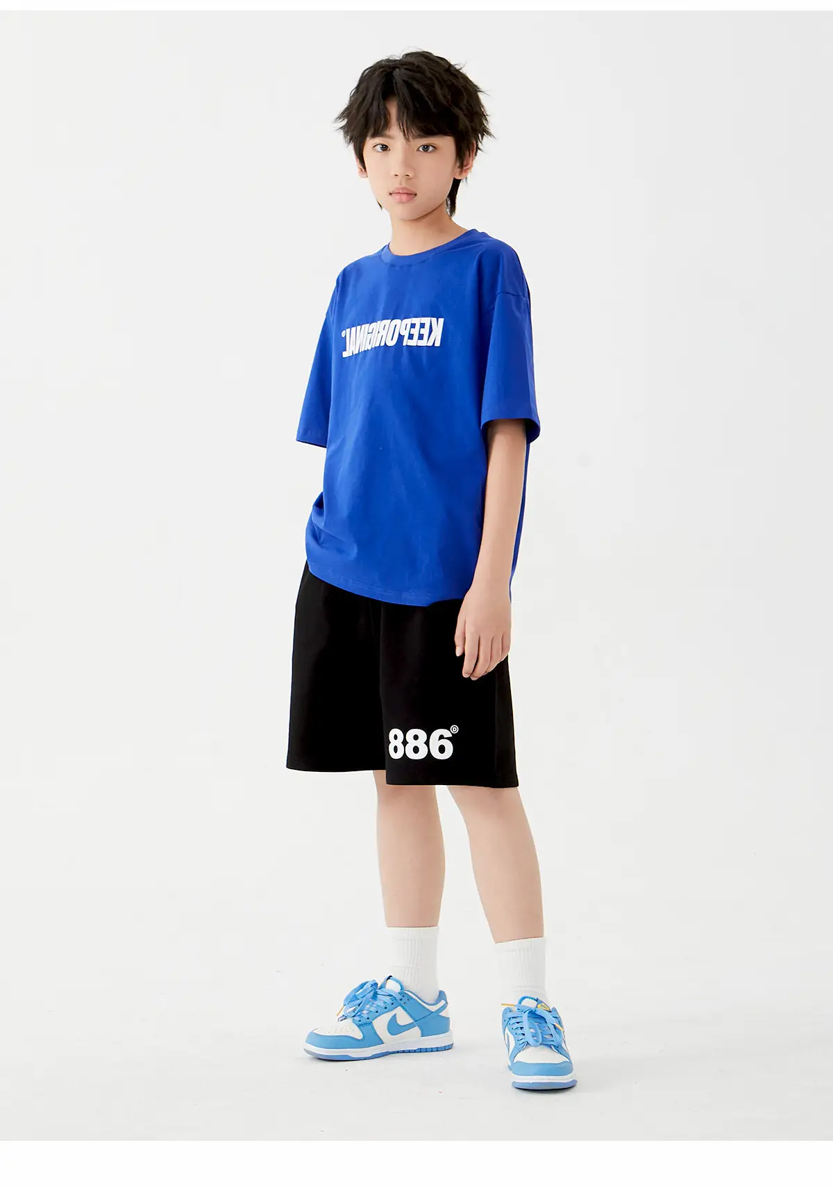 Black Letter Printed Cotton Shorts Set for Boys Girls — feature 15